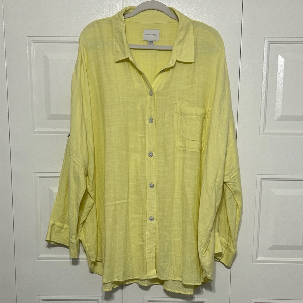 American Eagle Yellow Button-Up Shirt